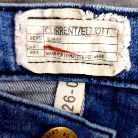 Current/Elliott Jeans Womens 26 Blue Patchwork Skinny Ankle Mid Rise Distressed - Picture 9 of 10
